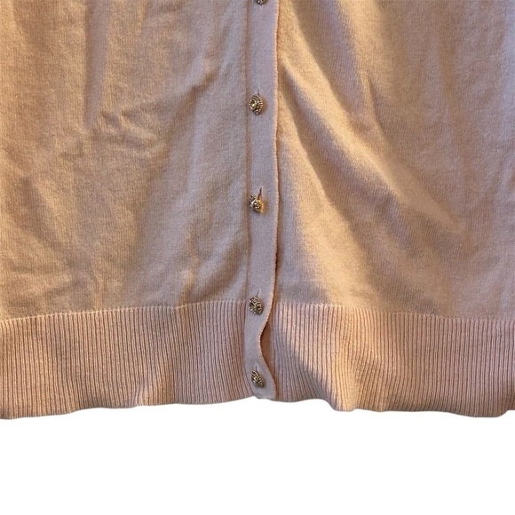 7th Avenue Women's Pink Cardigan Sweater Size L Long Sleeve V-Neck Jewel Buttons - Picture 3 of 9